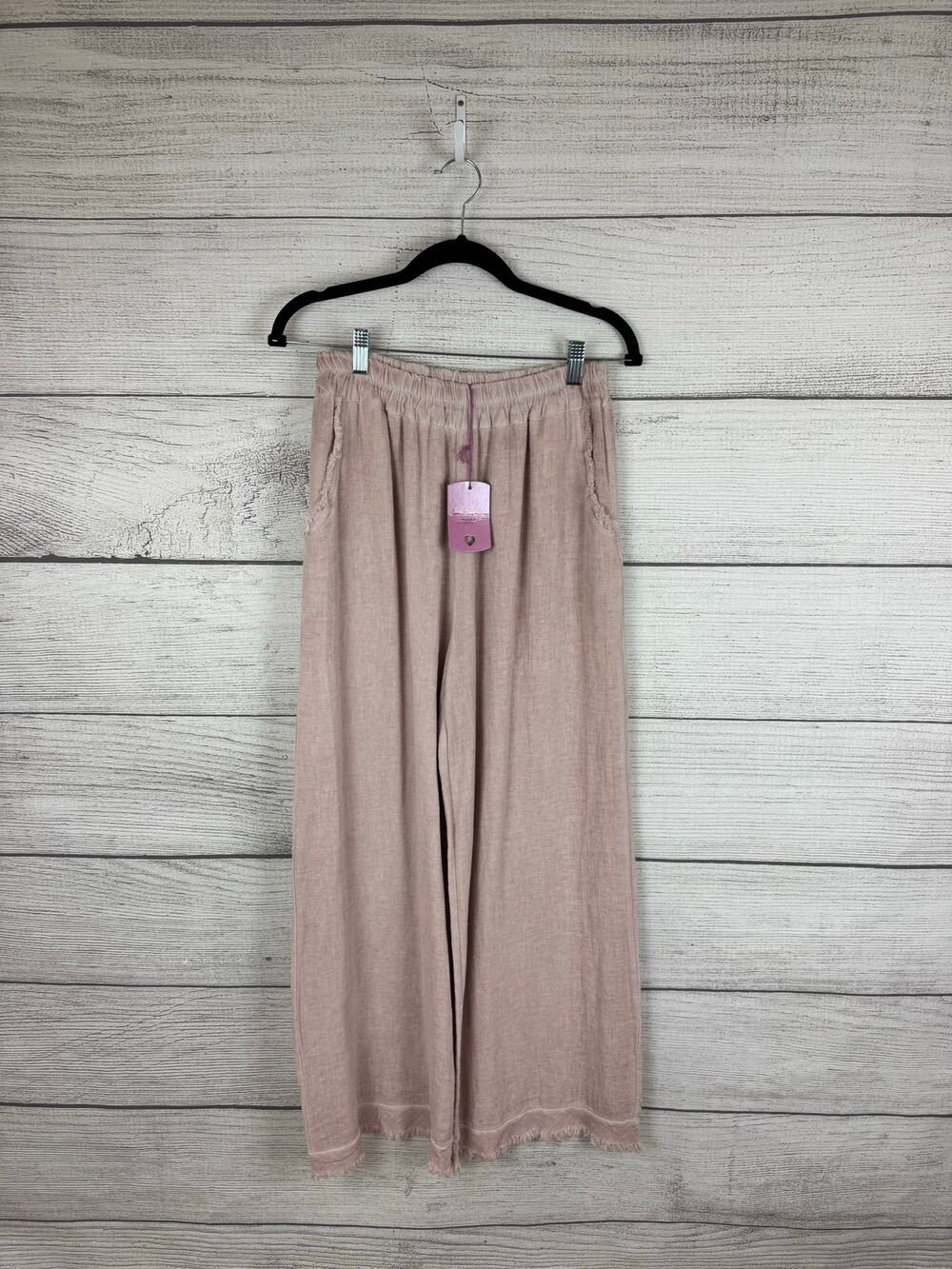Marisima Women's Dusty Pink Knit Cottage-core Wide Leg Pants One Size